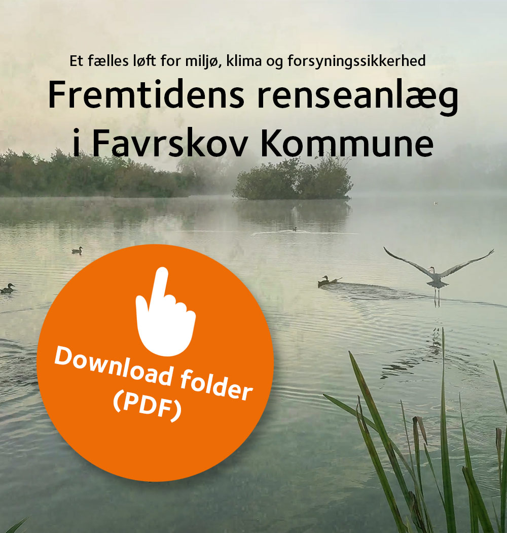 Billede af folder med en sø samt teksten": Et fælles løft for miljø, klima og forsyningssikkerhed - Download folder (PDF)